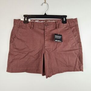 Eddie Bauer‎ Boyfriend Mid Rise Shorts Womens 12 Legend Wash Stretch Redwood NWT